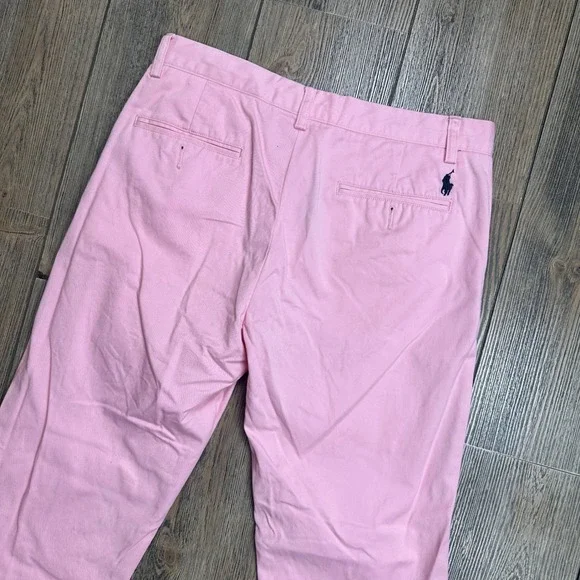 Polo Ralph Lauren Mens Chino Pants Pink Cotton Straight Leg 31x30 - Picture 2 of 10